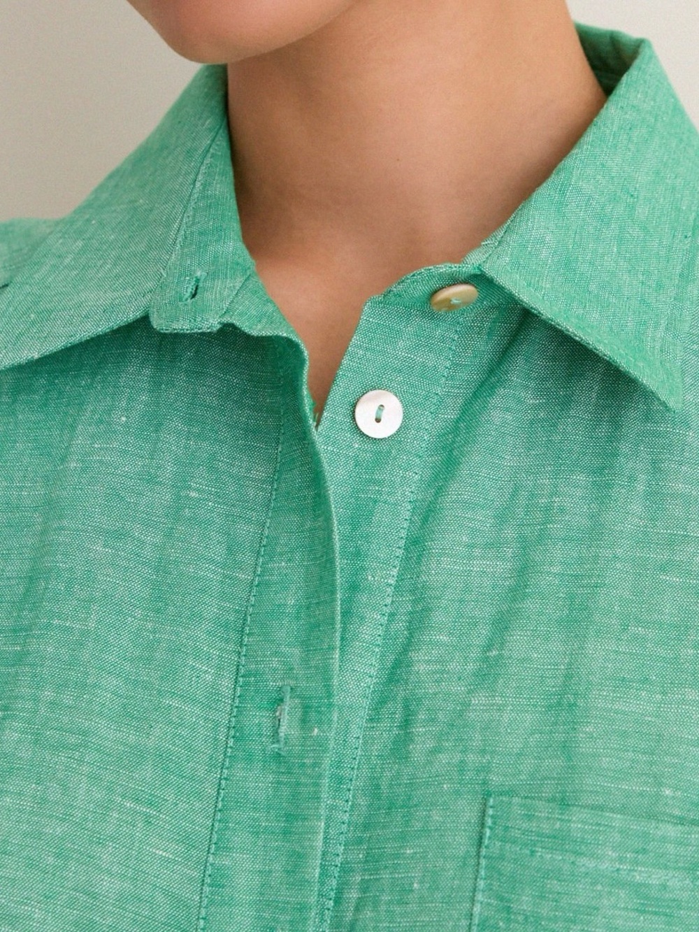 Tuckernuck Green Linen-Blend Shirt Dress - Picture 4 of 7
